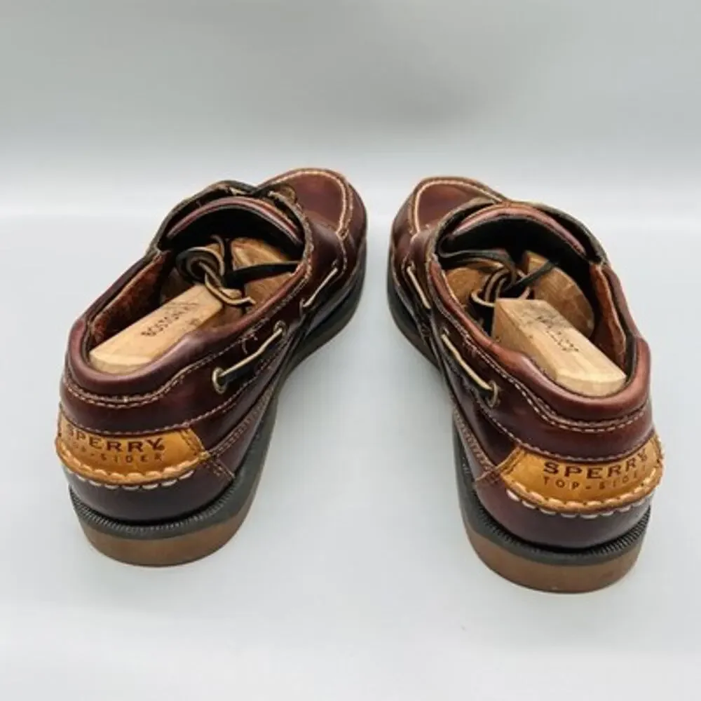 Sperry Shoes Mens 11 Brown Leather Top Sider Mako Boat Moc Toe Casual Comfort